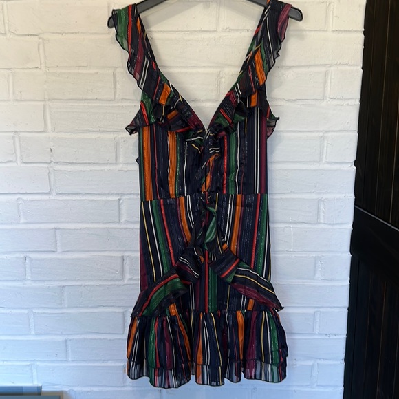 Karlie Dresses & Skirts - Karlie Striped vNeck Ruffle Dress